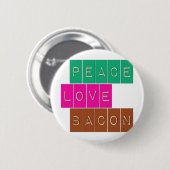 平和愛ベーコン明るい色のデザイン 缶バッジ (正面&裏面)