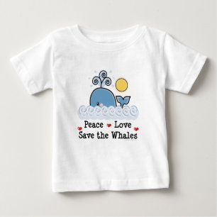 平和愛保存クジラのベビーのTシャツ ベビーTシャツ