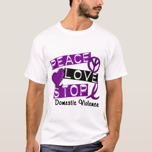 平和愛停止家庭内暴力のTシャツ Tシャツ (正面)
