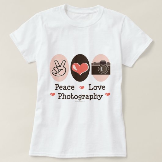 平和愛写真撮影のカメラのTシャツ Tシャツ (デザイン正面)