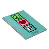 平和愛劇場のパーソナライズなティール(緑がかった色) ノートブック (右側)