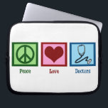 平和愛医者 ラップトップスリーブ<br><div class="desc">ピースサイン、ハートおよび医者の聴診器。</div>