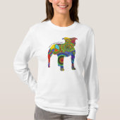 "平和愛及びピット・ブル"レディースFlowyのティー Tシャツ (正面)