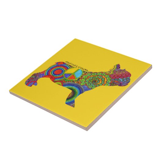 "平和愛及びフランス人"のポップアートの写真のタイル タイル (側面)