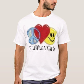 平和愛及び幸福によって合われるティー Tシャツ