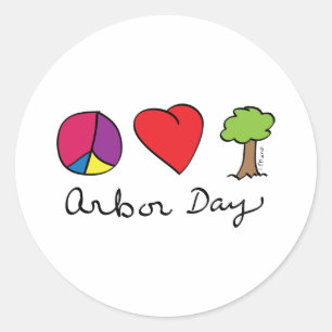 平和愛及び木-アーバー日 ラウンドシール