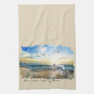 平和愛及びDalmatianサンディの足 キッチンタオル