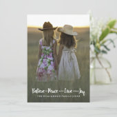 平和愛喜びのクリスマスの休日の写真で信じて下さい シーズンカード (スタンド正面)