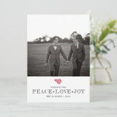 平和愛喜びのクリスマスの休日は写真をつなぎます シーズンカード (スタンド正面)