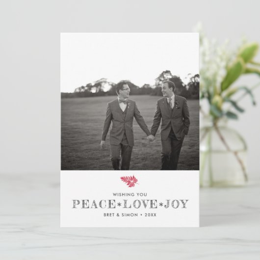 平和愛喜びのクリスマスの休日は写真をつなぎます シーズンカード (スタンド正面)