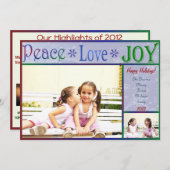 平和愛喜びのクリスマスの写真カード- 2つは味方しました シーズンカード (正面/裏面)