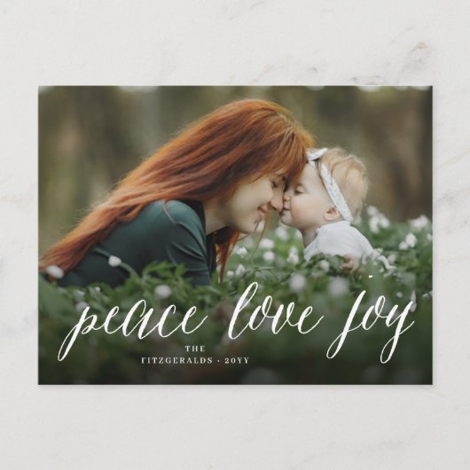 平和愛喜びのシンプルな原稿の休日の郵便はがき シーズンポストカード (正面)