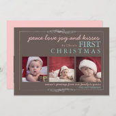 平和愛喜びのベビーの初めてのクリスマスの写真カード シーズンカード (正面/裏面)