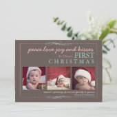 平和愛喜びのベビーの初めてのクリスマスの写真カード シーズンカード (スタンド正面)