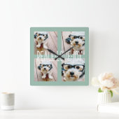 平和愛喜びの写真のコラージュの休日の挨拶 スクエア壁時計 (ホーム)