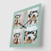 平和愛喜びの写真のコラージュの休日の挨拶 スクエア壁時計 (傾斜)