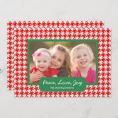 平和愛喜びの赤く千鳥格子のな休日の写真カード シーズンカード (正面/裏面)