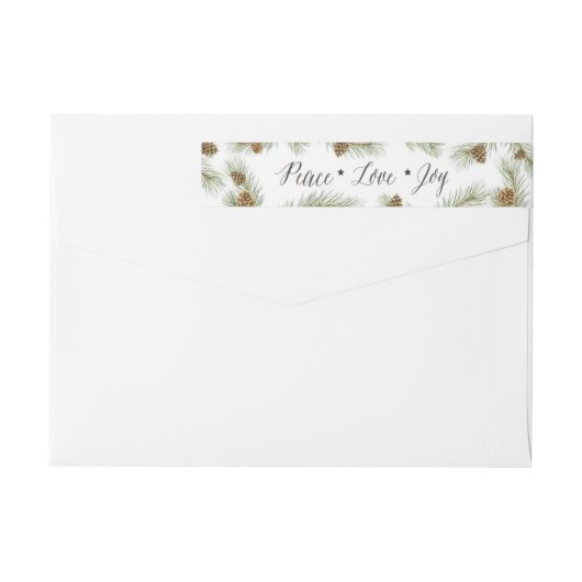 平和愛喜びクリスマスの差出人住所ラベル ラップアラウンドラベル (裏面)