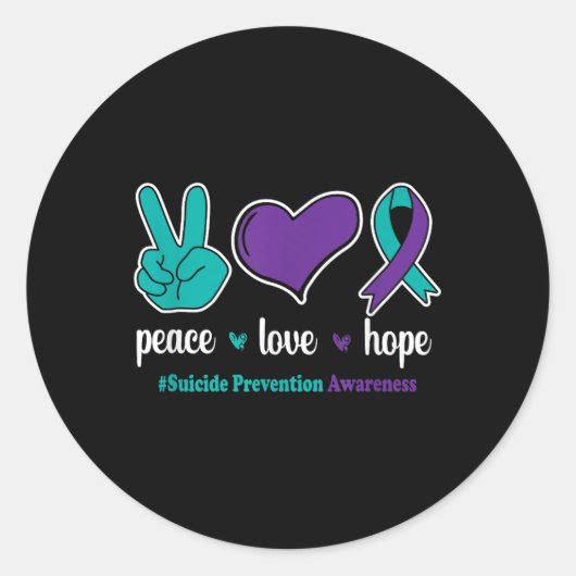 平和愛希望 – 自殺防止認識度リブ ラウンドシール (正面)