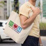 平和愛整形外科 ラージトートバッグ<br><div class="desc">平和愛の整形外科が存在する。筋骨格系や肩とお尻手術を必要とする患者と一緒に働く整形外科の外科医または整形外科医のためのキュートなクリスマスプレゼント。平和のサイン、ハート、専門の骨を示すスケルトン。</div>