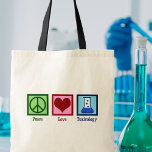 平和愛毒性学 トートバッグ<br><div class="desc">平和の愛の毒性学。毒カッコいい毒と中毒の専門家として研究室で働く科学者のための毒物学者の贈り物。この可愛いデザインで毒性研究者をサポート！</div>