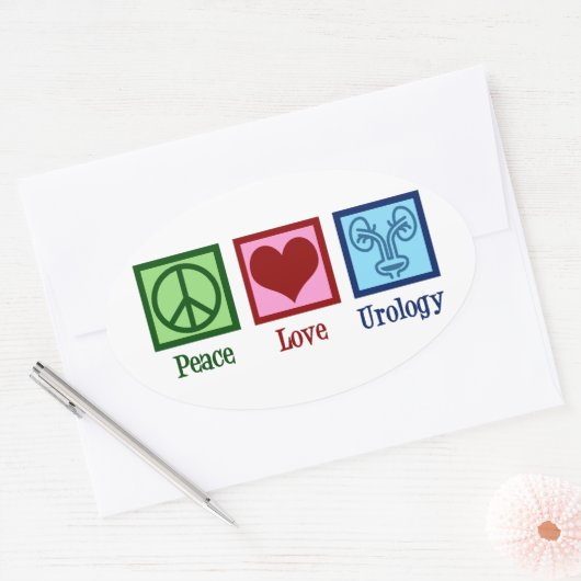 平和愛泌尿器科オフィスかわいい泌尿器科医 楕円形シール (封筒)