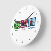 平和愛消防士 ラウンド壁時計 (傾斜)