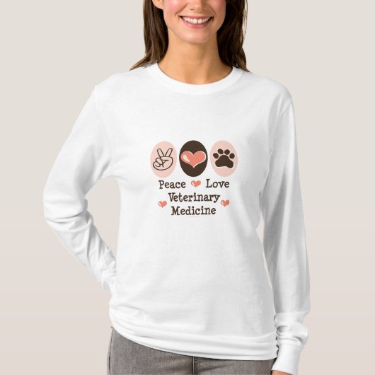平和愛獣医学の長袖のティー Tシャツ (正面)