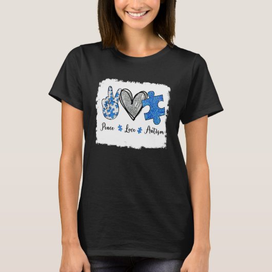 平和愛自閉症サインTeeプラスサイズ Tシャツ (正面)