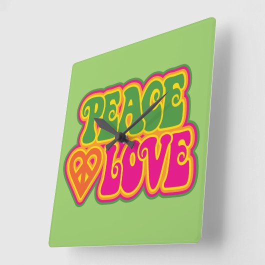 平和愛 スクエア壁時計 (傾斜)