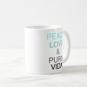 平和愛Pura Vidaのティール（緑がかった色）及びブラックコーヒーのマグ コーヒーマグカップ (正面右)