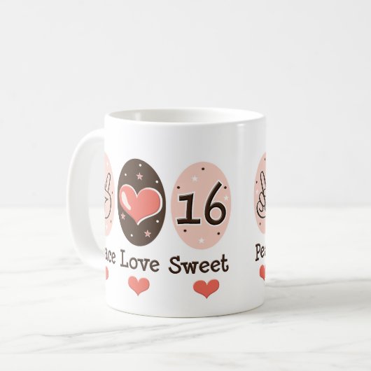 平和愛Sweet sixteenの誕生日のマグ コーヒーマグカップ (正面左)