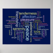 平和感動的と愛のワードクラウド ポスター (正面)