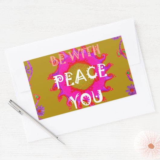 平和感動的Be With Youベクトルデザインアート 長方形シール (封筒)
