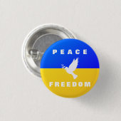 平和支援ウクライナのボタンの鳩 – 自由 缶バッジ (正面&裏面)