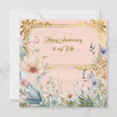 平和春縁ど花と金ゴールド枠 ノートカード (正面)