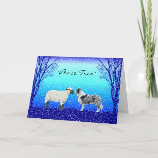 "平和木"のボーダーコリーのクリスマスカード シーズンカード (正面)