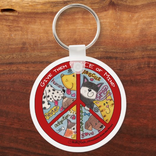 平和標識動物保護 キーホルダー (正面)