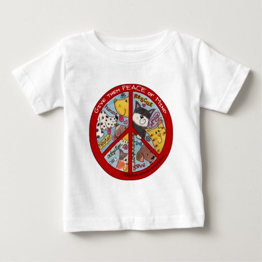 平和標識動物保護 ベビーTシャツ (正面)