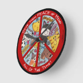 平和標識動物保護 ラウンド壁時計 (傾斜)