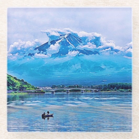 平和水彩画日本の画デザイン ガラスコースター (正面)