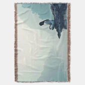 平和水辺瞑想デザイン スローブランケット (正面縦)