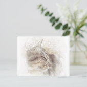 平和猫デジタル鉛筆スケッチアート ポストカード (スタンド正面)