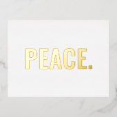 平和白と金ゴールド文字ミニマルモダン主義者 箔シーズンポストカード (正面)