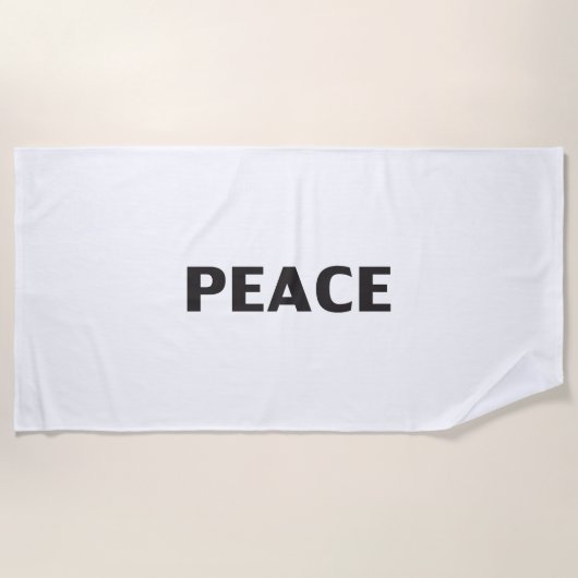 平和白黒シンプル ビーチタオル (正面)
