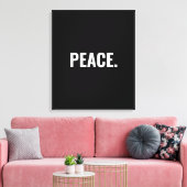 平和白黒文字ミニマルアンチ戦争 キャンバスプリント (インサイチュ (リビング))