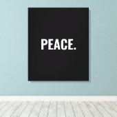 平和白黒文字ミニマルアンチ戦争 キャンバスプリント (インサイチュ (ウッドフロア))