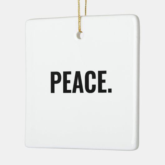 平和白黒文字ミニマルアンチ戦争 セラミックオーナメント (左)