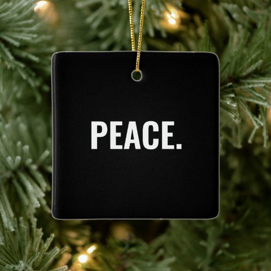 平和白黒文字ミニマルアンチ戦争 セラミックオーナメント (ツリー)