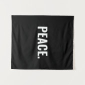 平和白黒文字ミニマルアンチ戦争 タペストリー (正面(横))